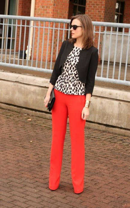 red and black pants womens