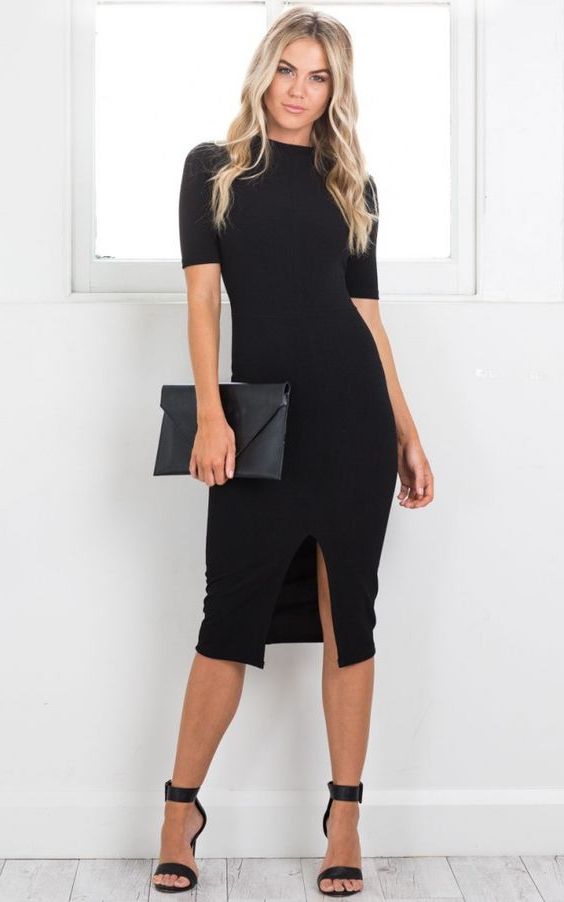 smart black dress for work