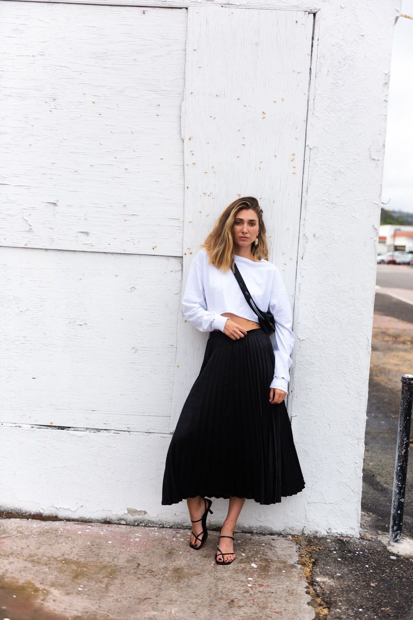 white crop top with matching skirt