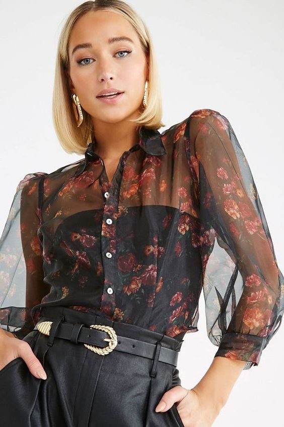 Sheer blouse outlet outfit