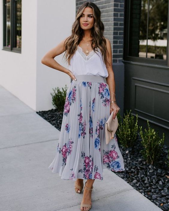 midi skirt wedding guest attire