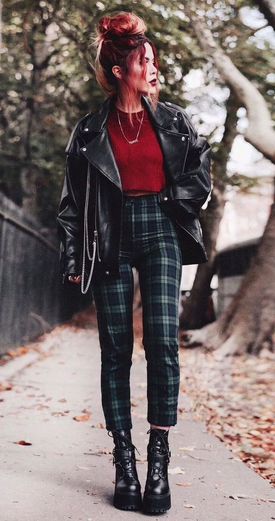 doc martens with plaid pants