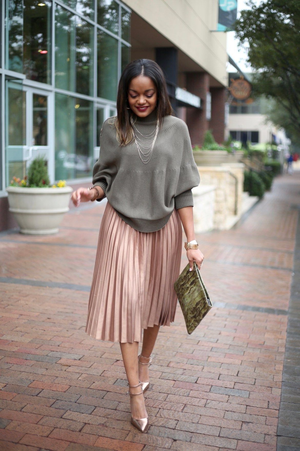 Pleated Midi Skirt Outfit 2 