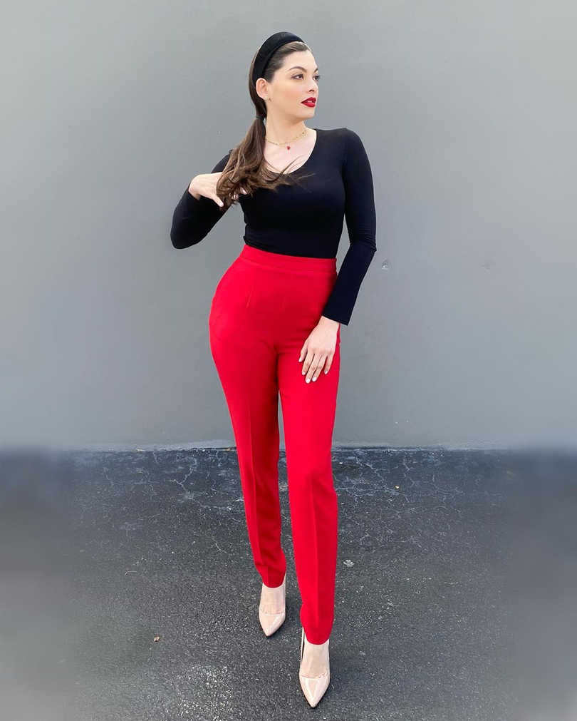 Lauramonterof Red Pants And Black Top 