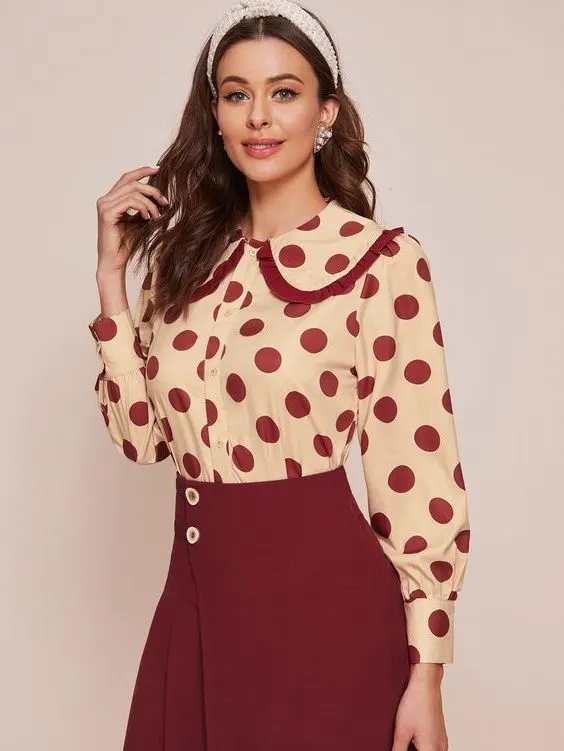 How To Wear Doll Like Turn Down Collar Blouses Trend 2023