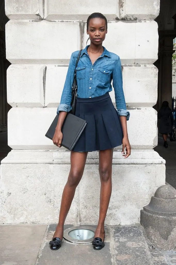 Blue skater shop skirt outfit