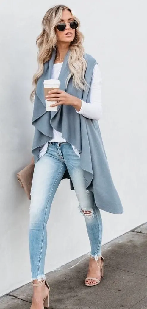 No sleeve hotsell cardigan outfit