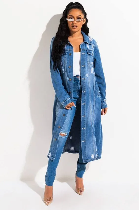 What To Wear With Long Denim Jackets Best Outfit Ideas 2023