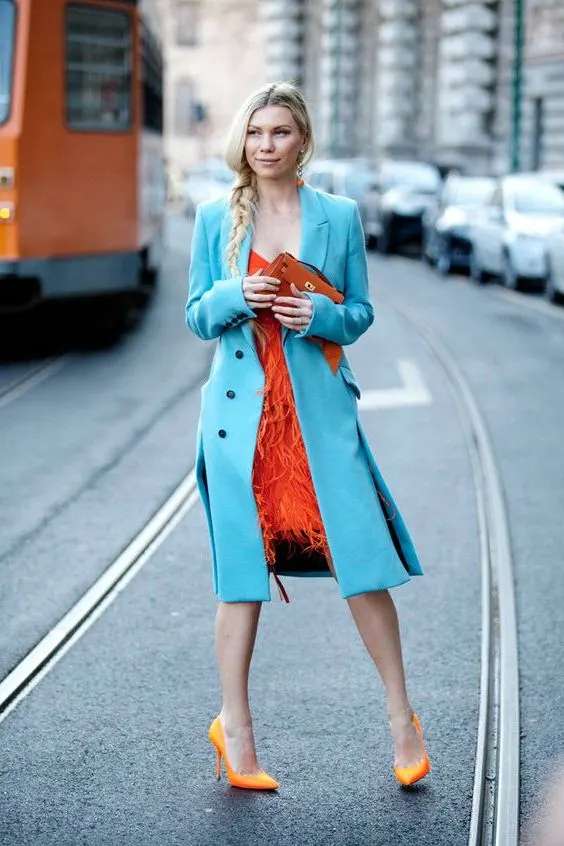 How To Wear Orange And Blue In Women's Outfits 2023