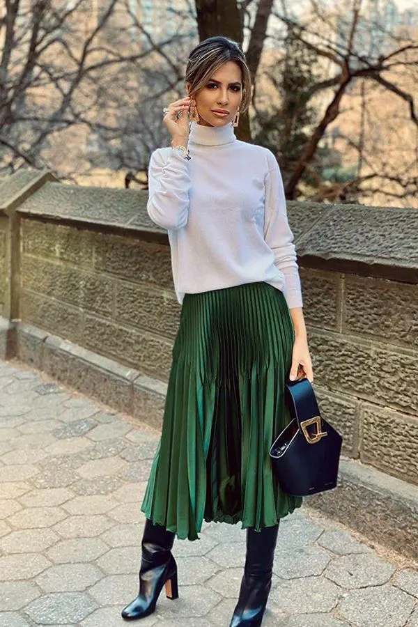 Green skirt outlet outfit winter