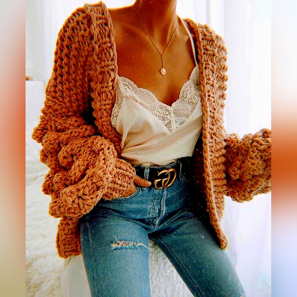 Chunky Cardigans Outfit Ideas For Casual Style 2022