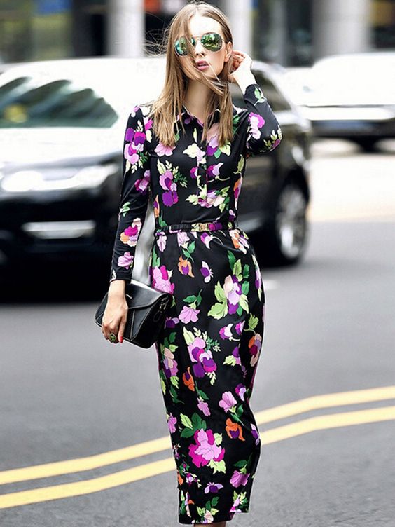 Floral Print Slim Dresses For Summer 2022