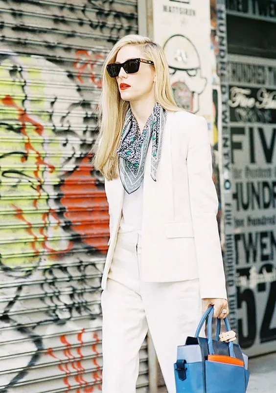 How To Wear Scarf With All White Outfit 2023