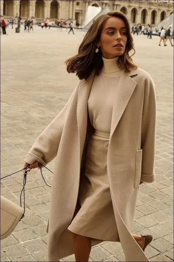 Camel Coat With Monochrome Essentials For Fall 2023