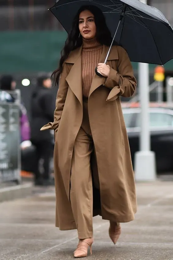 Camel Coat With Monochrome Essentials For Fall 2023