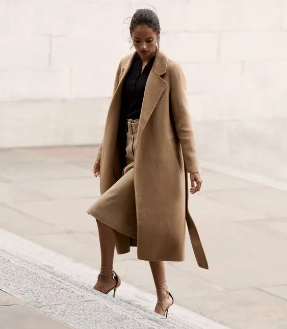 Camel Coat With Monochrome Essentials For Fall 2023