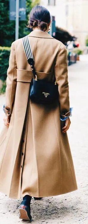 Camel Coat With Monochrome Essentials For Fall 2023