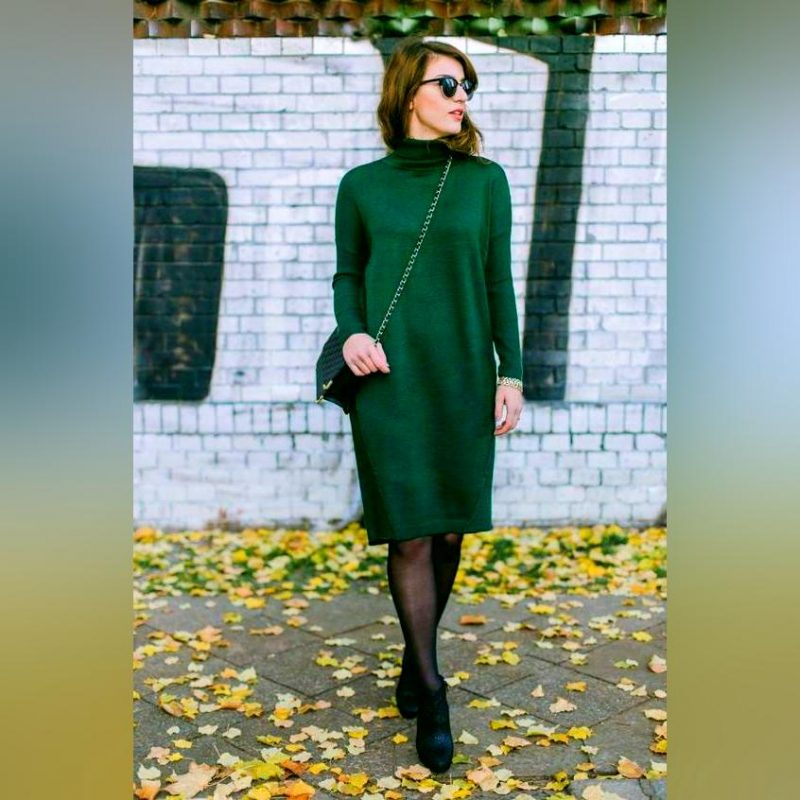 Green Sweater Dress Outfit For Winter 2023