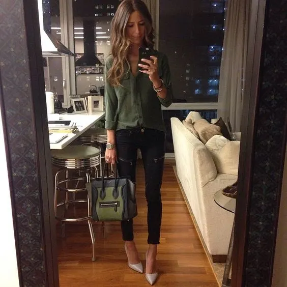 Khaki Green Shirt Outfit Ideas For Women To Wear Right Now 2023