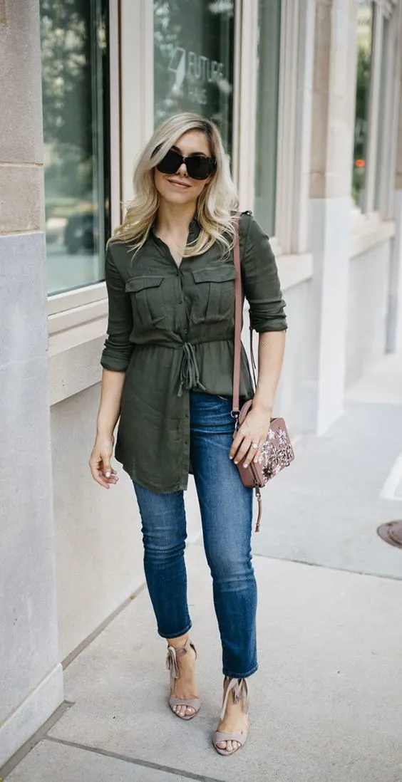 Khaki Green Shirt Outfit Ideas For Women To Wear Right Now 2023