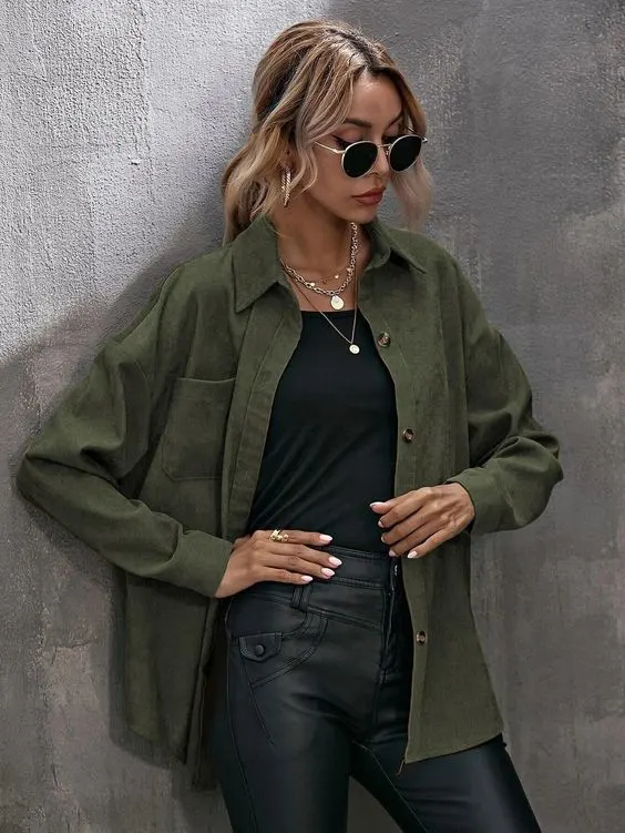 Khaki Green Shirt Outfit Ideas For Women To Wear Right Now 2023