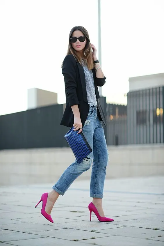 How To Wear Long Black Blazer With Boyfriend Jeans 2023