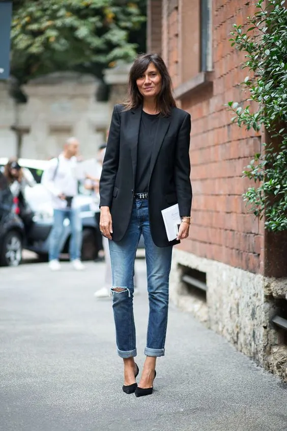 How To Wear Long Black Blazer With Boyfriend Jeans 2023