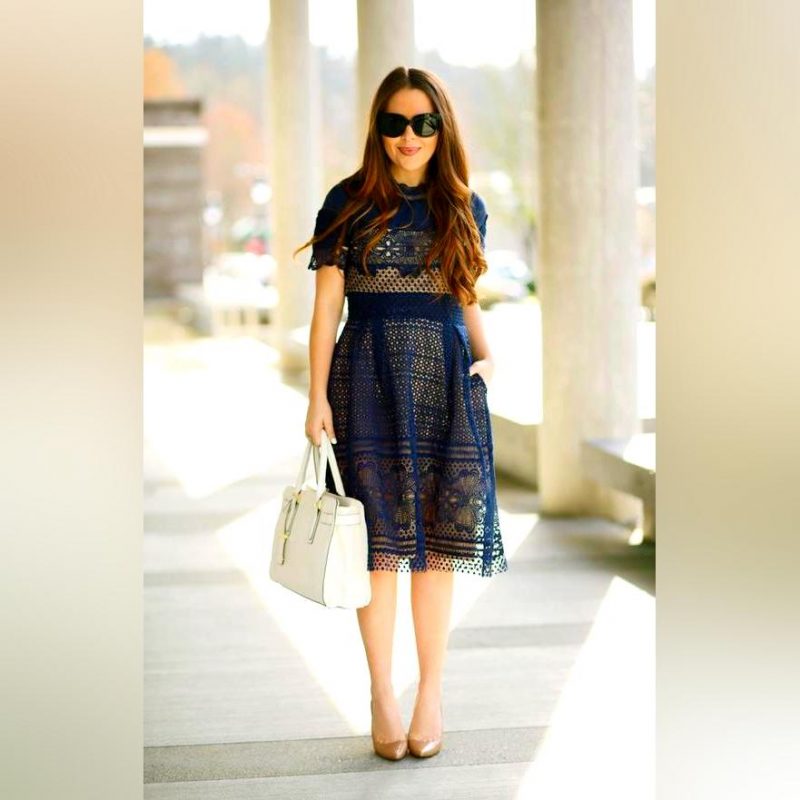Navy Lace Dresses For Summer Vacation 2022