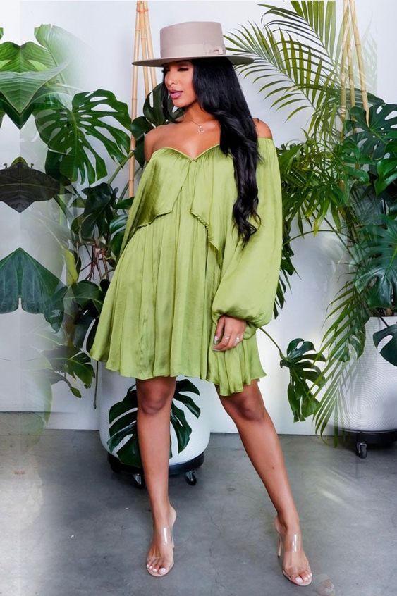 How To Wear Off Shoulder Green Dresses For Women 2023