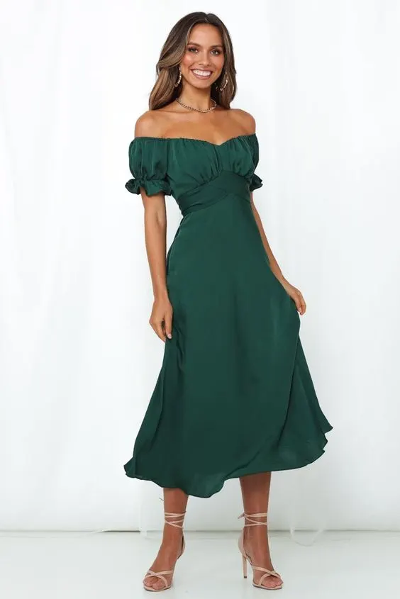 How To Wear Off Shoulder Green Dresses For Women 2023