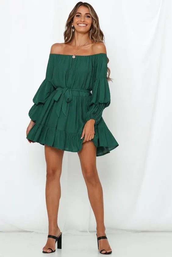 How To Wear Off Shoulder Green Dresses For Women 2023