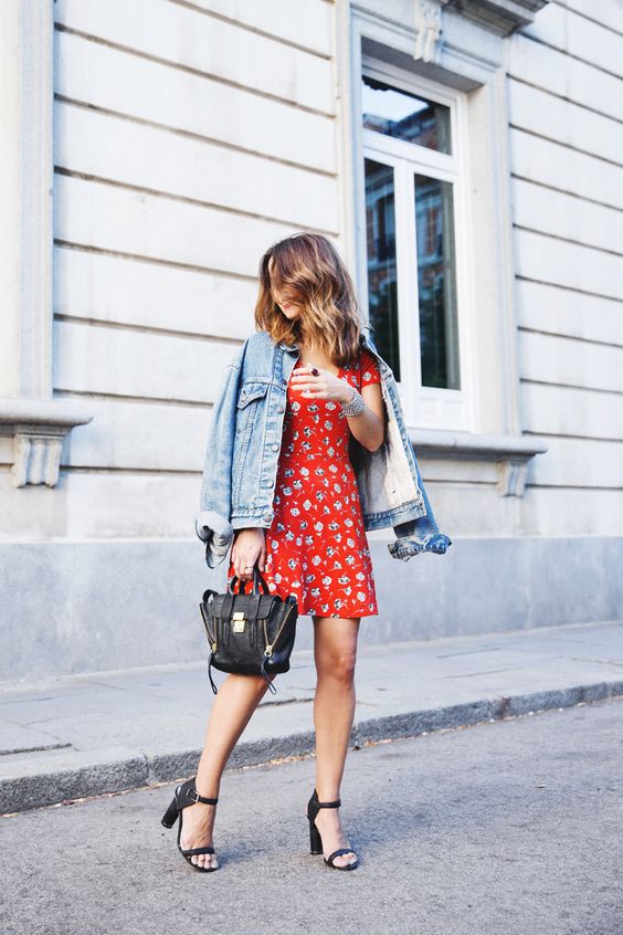 Red Dress With Jean Jacket: Find Your Outfit Now 2022