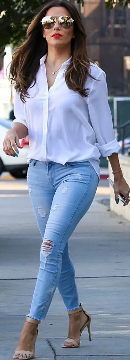 Denim with hot sale white shirt