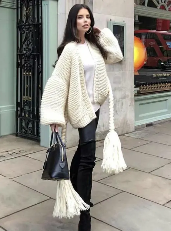 Chunky Cardigan Outfit Ideas For Casual Style 2023