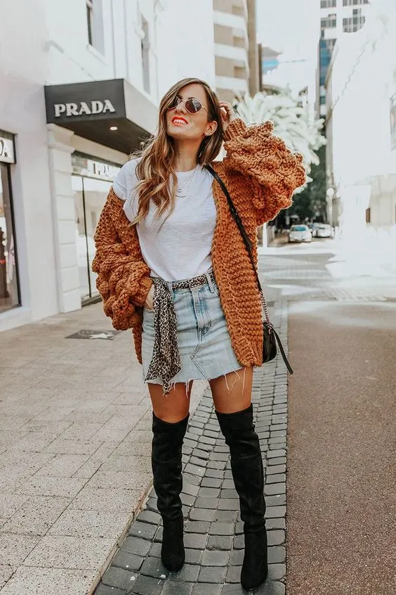 Chunky Cardigan Outfit Ideas For Casual Style 2023