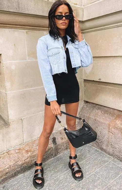 Short jean jacket outlet outfits