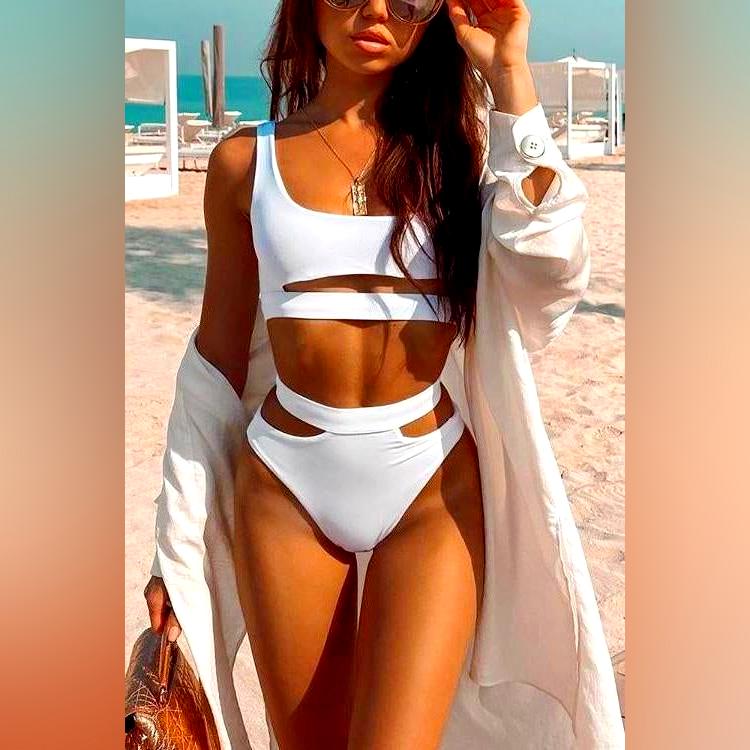 White Cut-Out Bikinis For Summer Vacay 2022